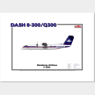 DeHavilland Canada Dash 8-300/Q300 - Hamburg Airlines (Art Print) Posters and Art